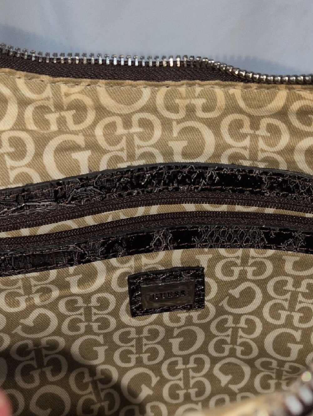 Vintage GUESS Black Snakeskin Shoulder Bag Y2K Hobo Bag - Picture 5 of 7